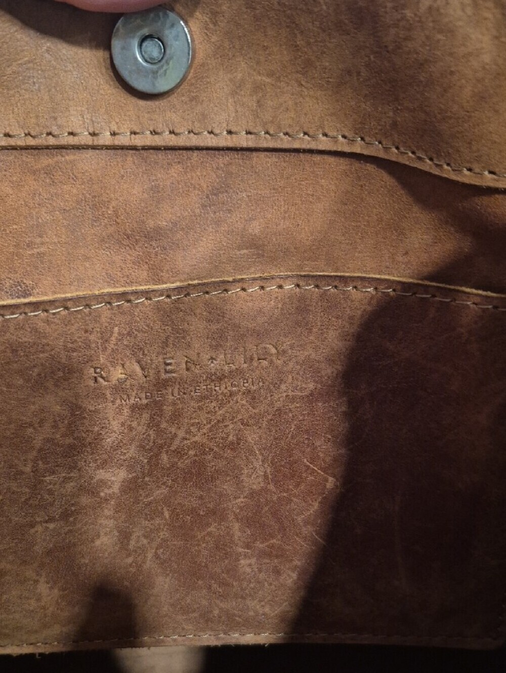 Magnolia Joanna's Favorite Chevron Leather Crossbody Bag In Brown Leather - Picture 8 of 12